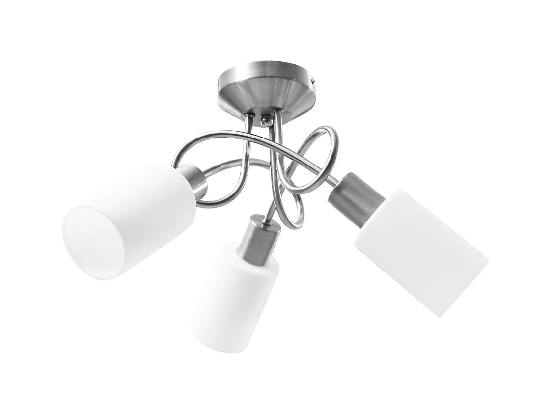 Plafonnier avec abat-jour en verre 3 ampoules E14 Blanc  Cône FR934813