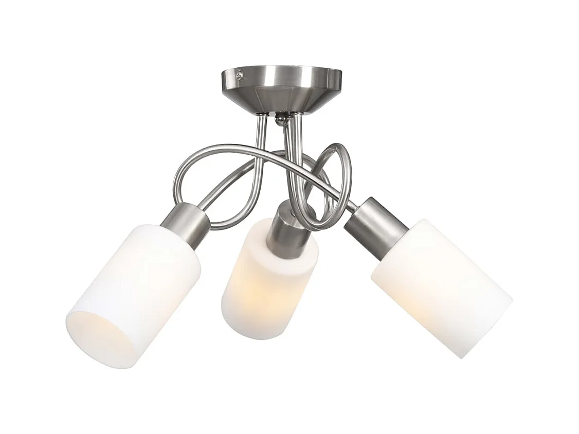 Plafonnier avec abat-jour en verre 3 ampoules E14 Blanc  Cône FR934813