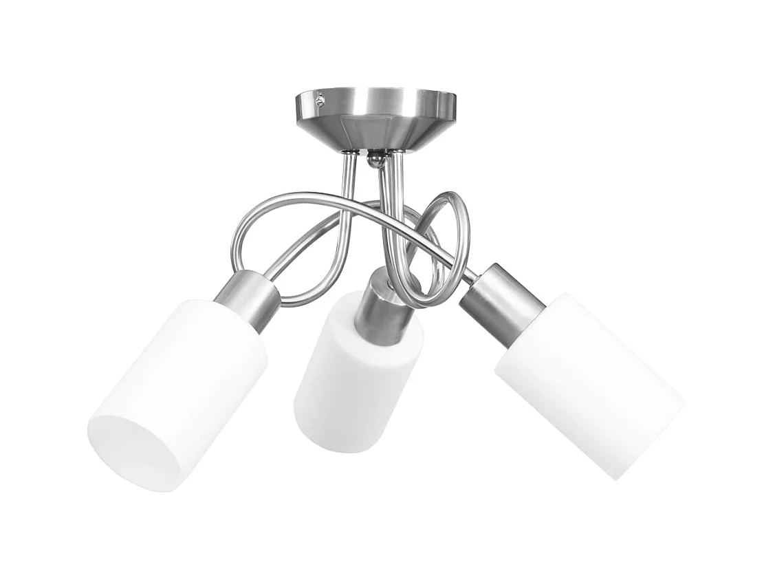 Plafonnier avec abat-jour en verre 3 ampoules E14 Blanc  Cône FR934813