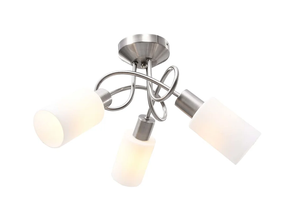 Plafonnier avec abat-jour en verre 3 ampoules E14 Blanc  Cône FR934813