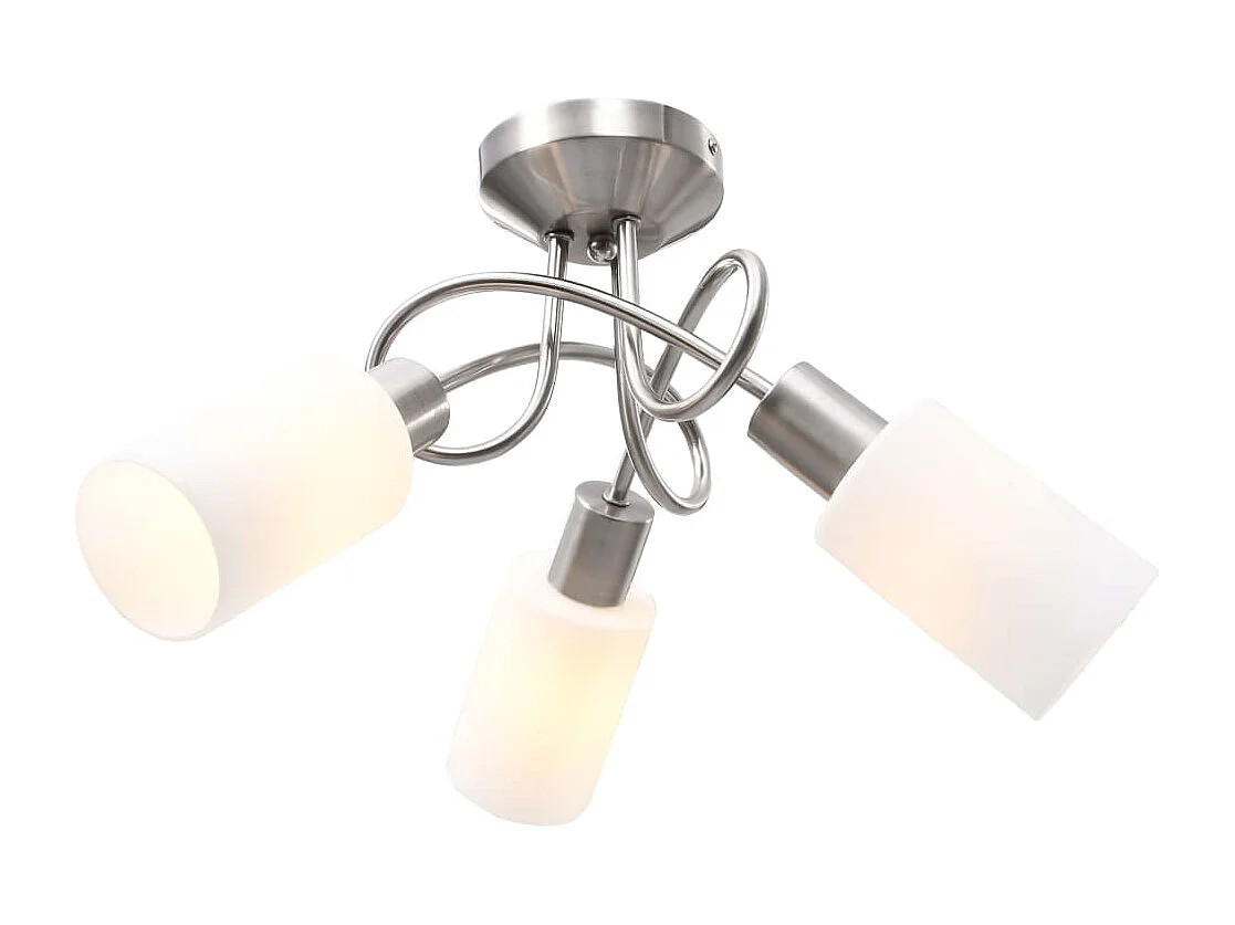 Plafonnier avec abat-jour en verre 3 ampoules E14 Blanc  Cône FR934813