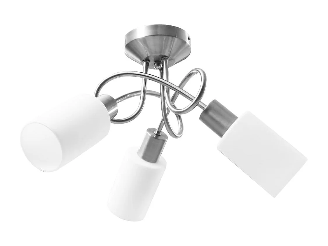 Plafonnier avec abat-jour en verre 3 ampoules E14 Blanc  Cône FR934813