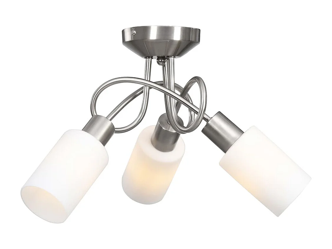 Plafonnier avec abat-jour en verre 3 ampoules E14 Blanc  Cône FR934813