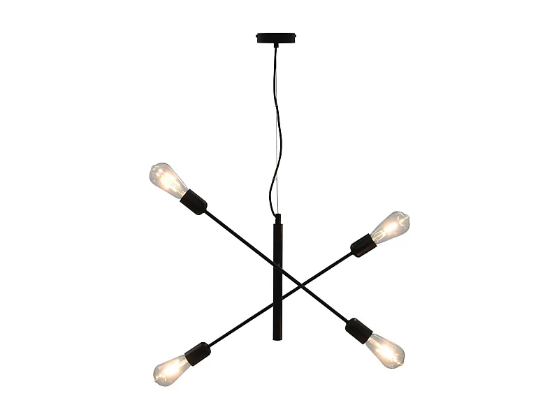 Candeeiro teto c/ lâmpadas incandescência 2 W preto E27 PT622316