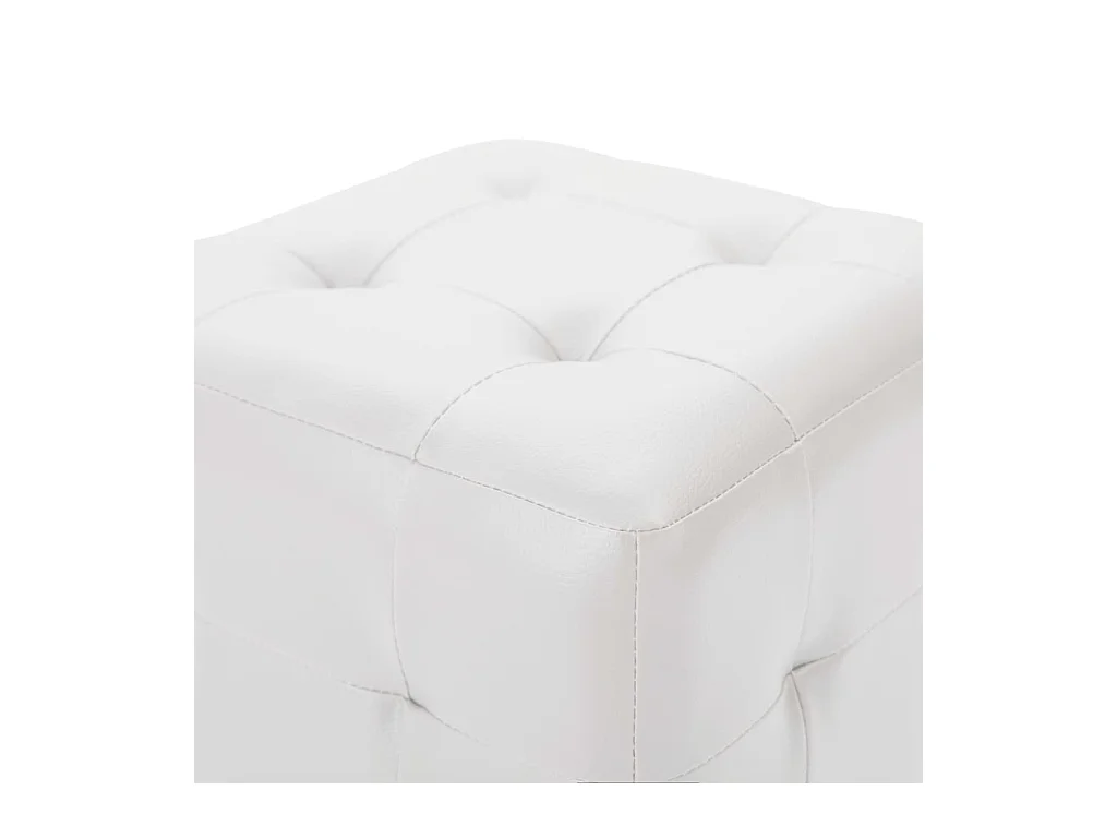 Puf 2 unidades cuero sintético blanco 30x30x30 cm ES941145
