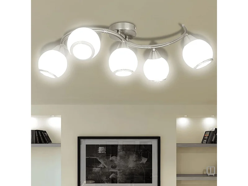 Plafonnier avec abat-jour en verre sur rail ondulé FR249009