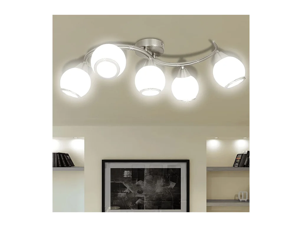 Plafonnier avec abat-jour en verre sur rail ondulé FR249009