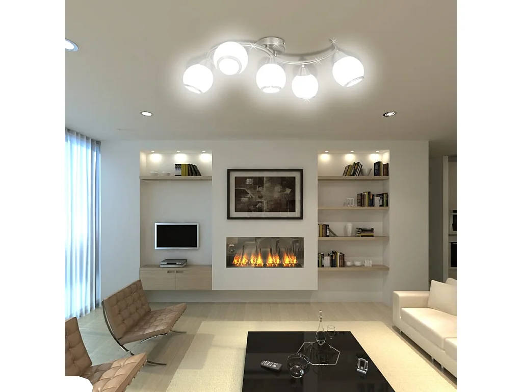 Plafonnier avec abat-jour en verre sur rail ondulé FR249009