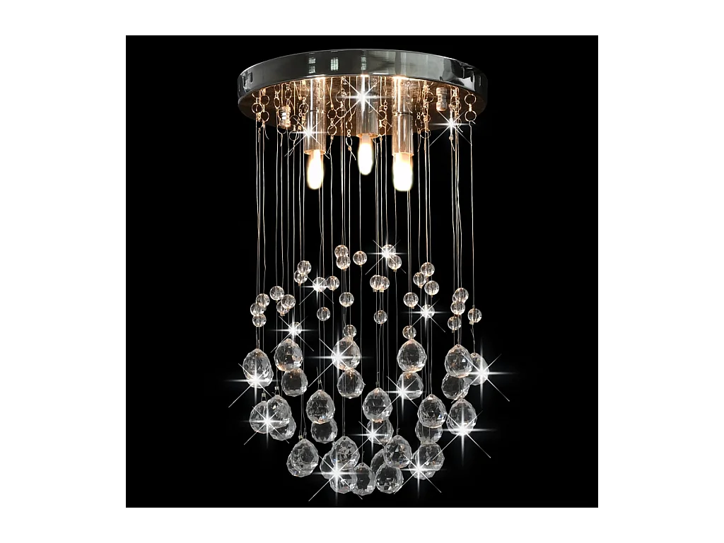 Plafonnier avec perles de cristal Argenté Sphère 3 ampoules G9 FR814908