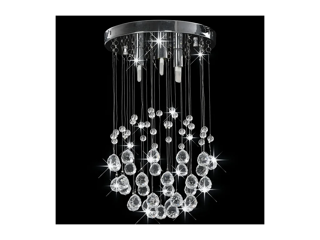 Plafonnier avec perles de cristal Argenté Sphère 3 ampoules G9 FR814908