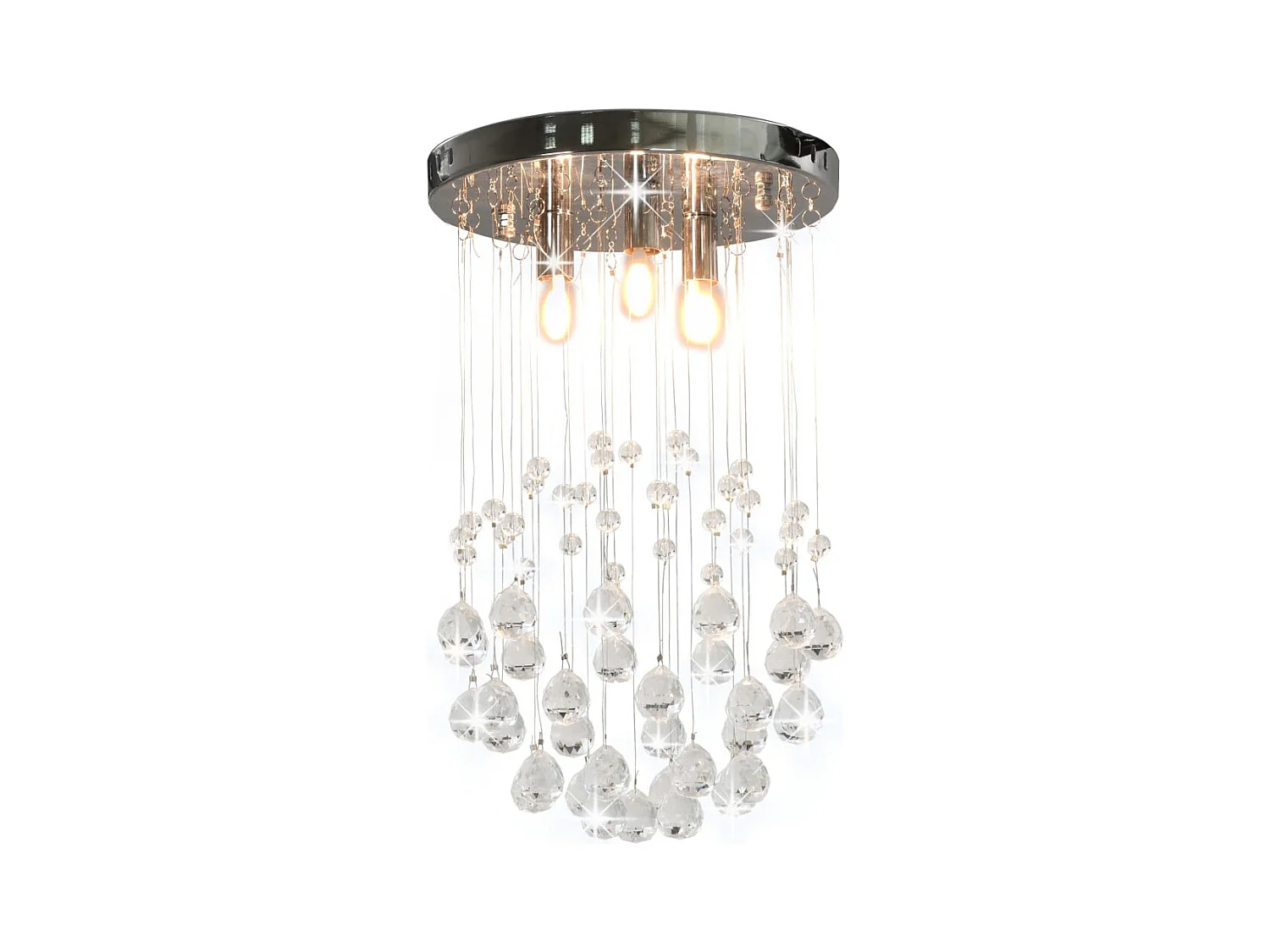 Candeeiro teto contas cristal 3 lâmpadas G9 esférico prateado PT594711