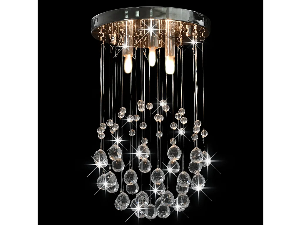 Lámpara de techo con cristales plateado esférica 3 bombillas G9 ES573161