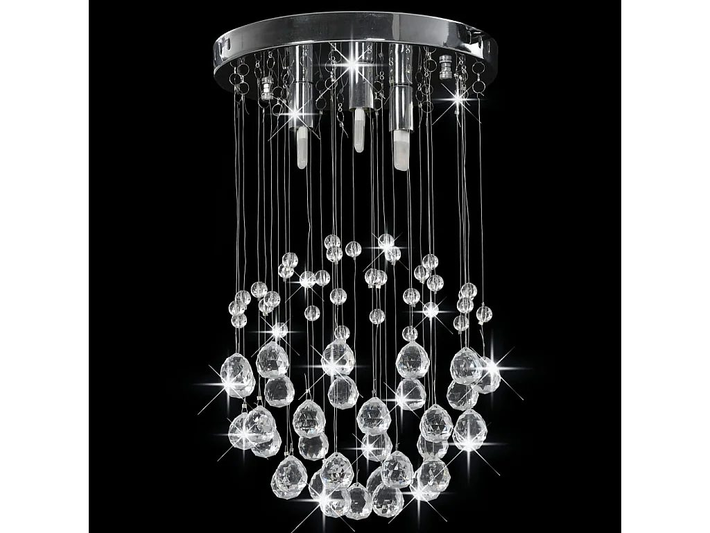 Lámpara de techo con cristales plateado esférica 3 bombillas G9 ES573161