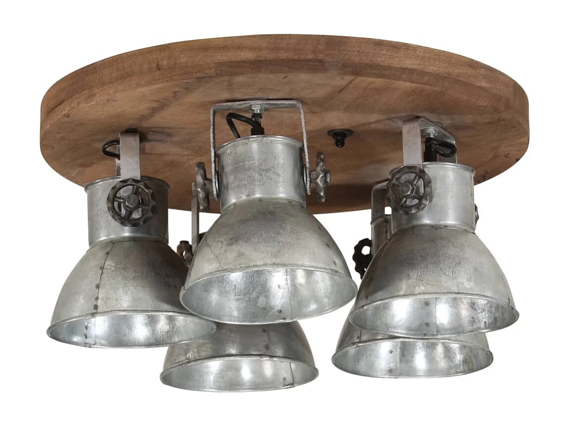 Plafonnier 25 W argent vintage 50x50x25 cm E27 FR602614