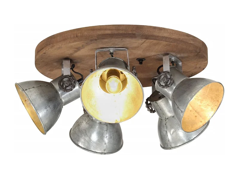 Plafonnier 25 W argent vintage 50x50x25 cm E27 FR602614