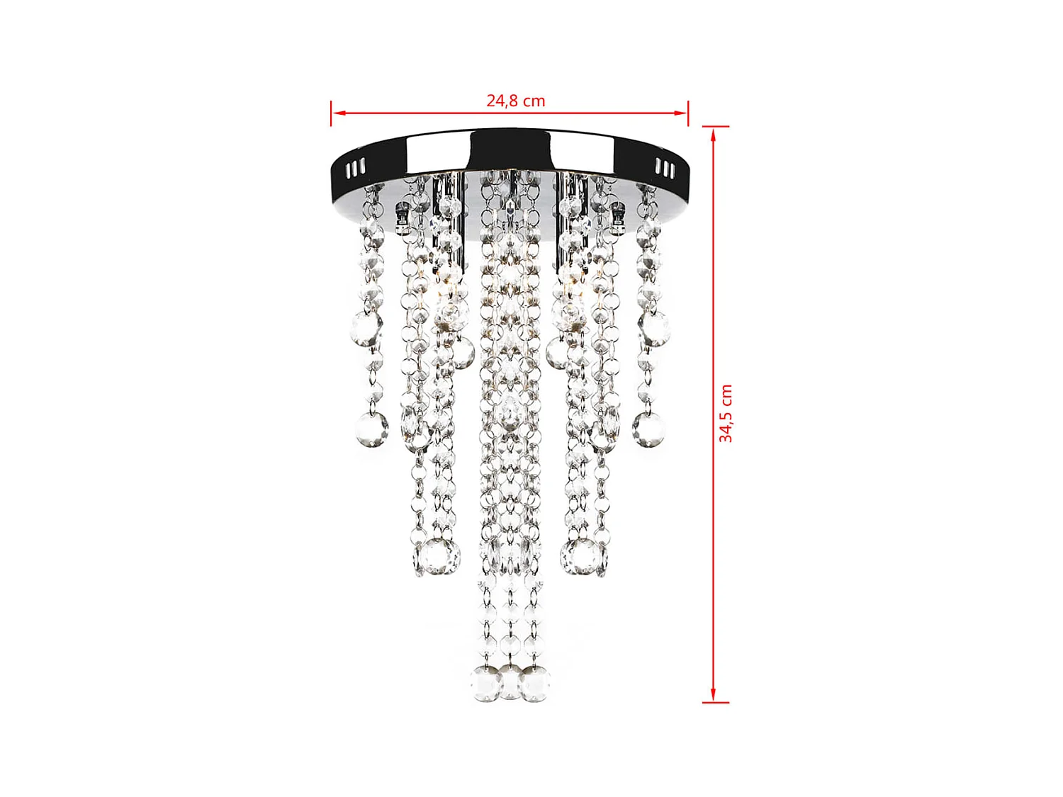 Plafonnier avec perles de cristal Blanc Métal FR208030