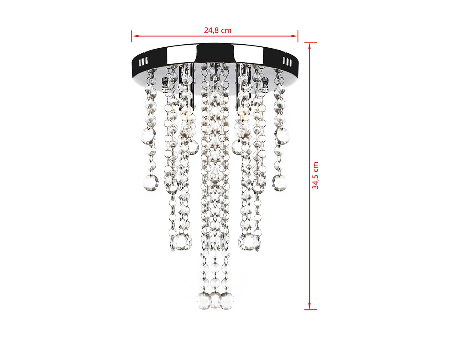 Plafonnier avec perles de cristal Blanc Métal FR208030