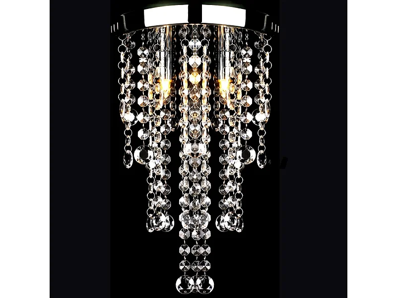 Lustre para Sala de Jantar Metalica Branca com Esferas de Cristais PT789803