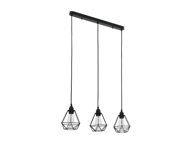 Candeeiro de teto com design diamante 3 lâmpadas E27 preto PT444637