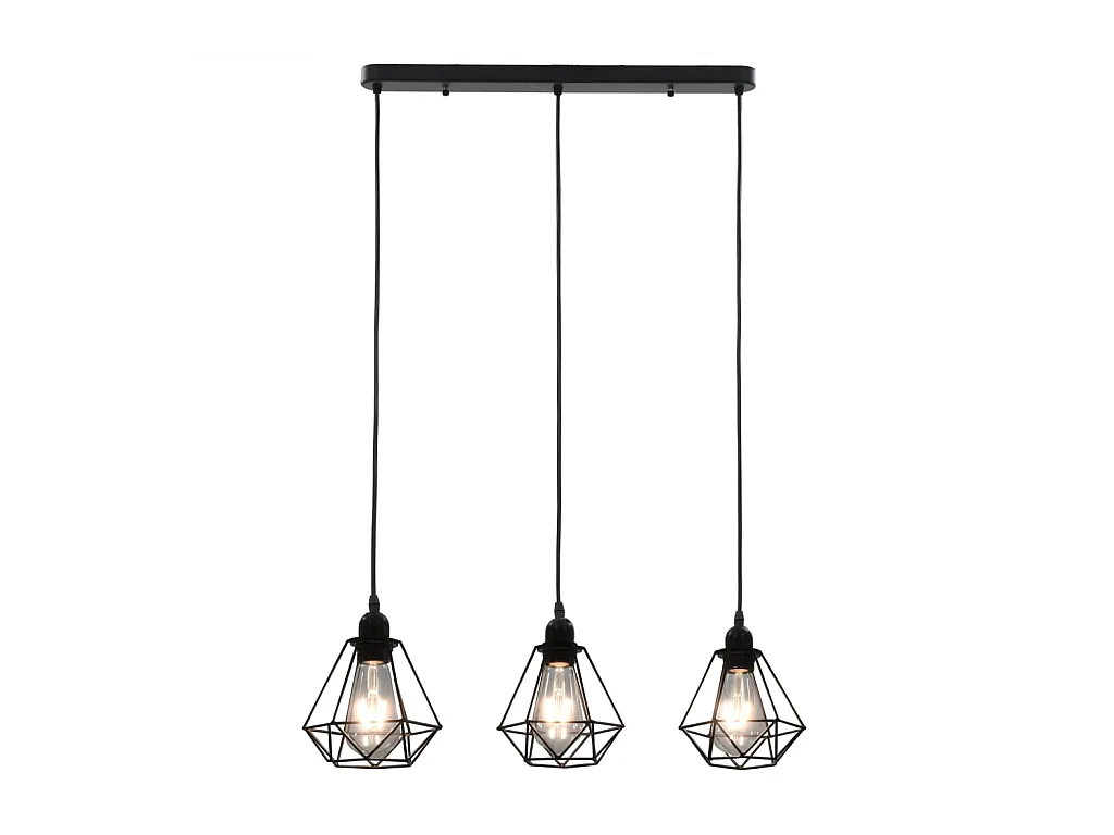 Plafonnier avec design de diamant Noir 3 ampoules E27 FR505596
