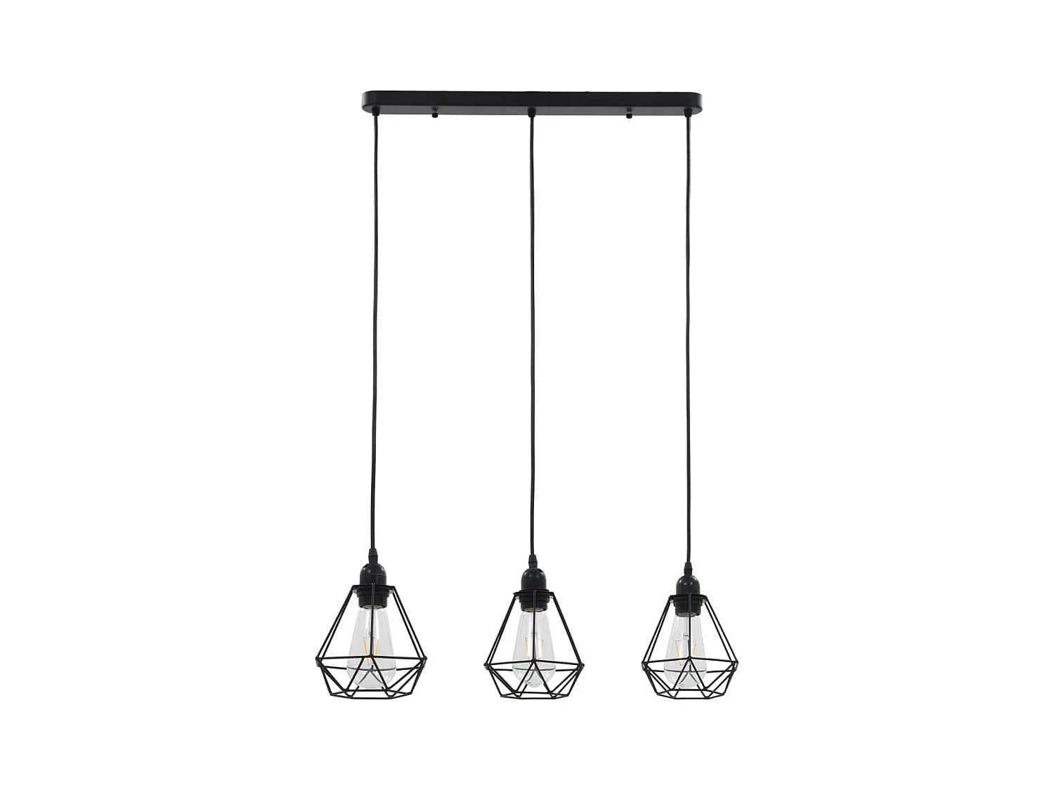 Plafonnier avec design de diamant Noir 3 ampoules E27 FR505596