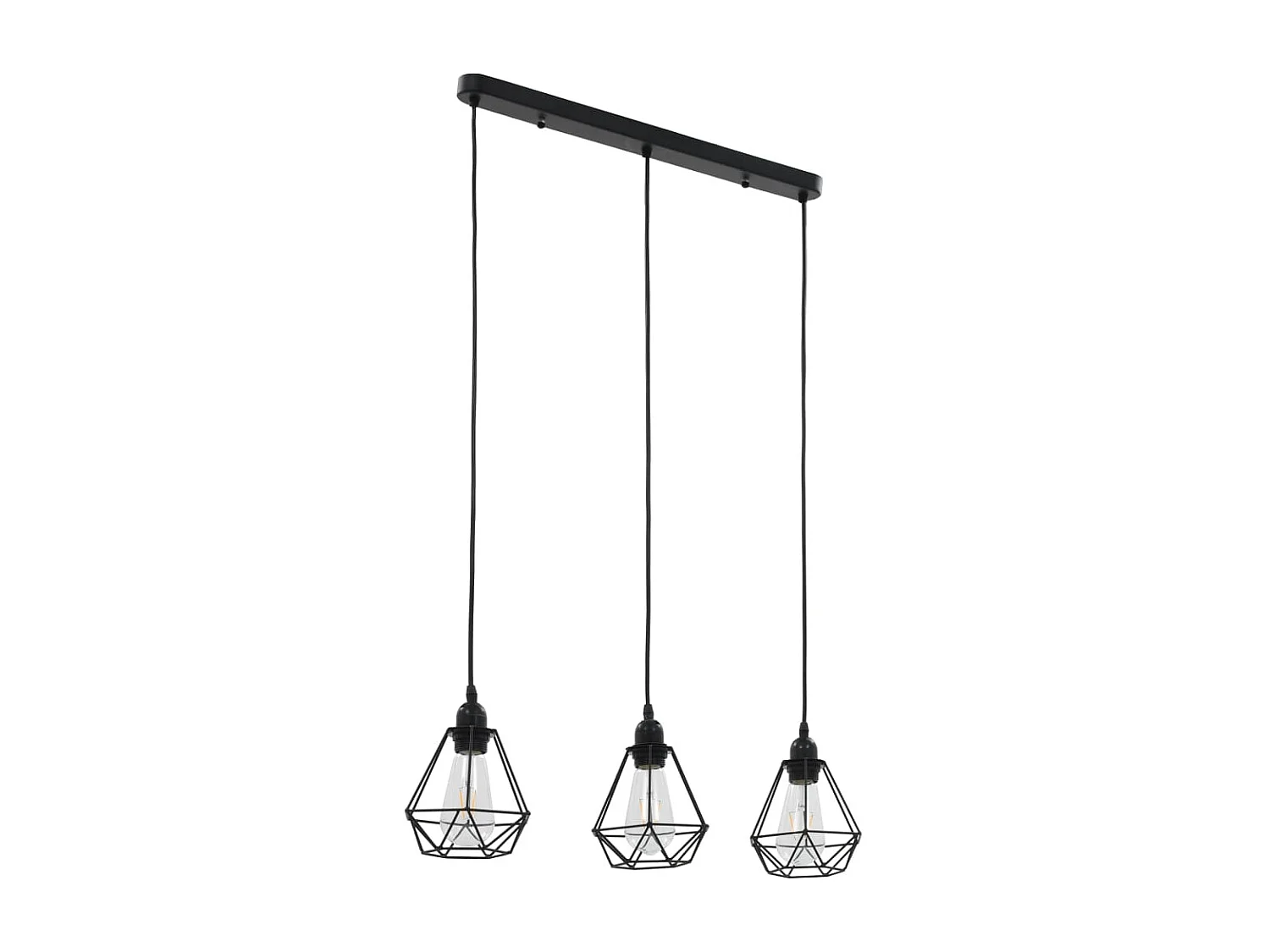 Lámpara de techo con diseño de rombos negra 3 bombillas E27 ES573691