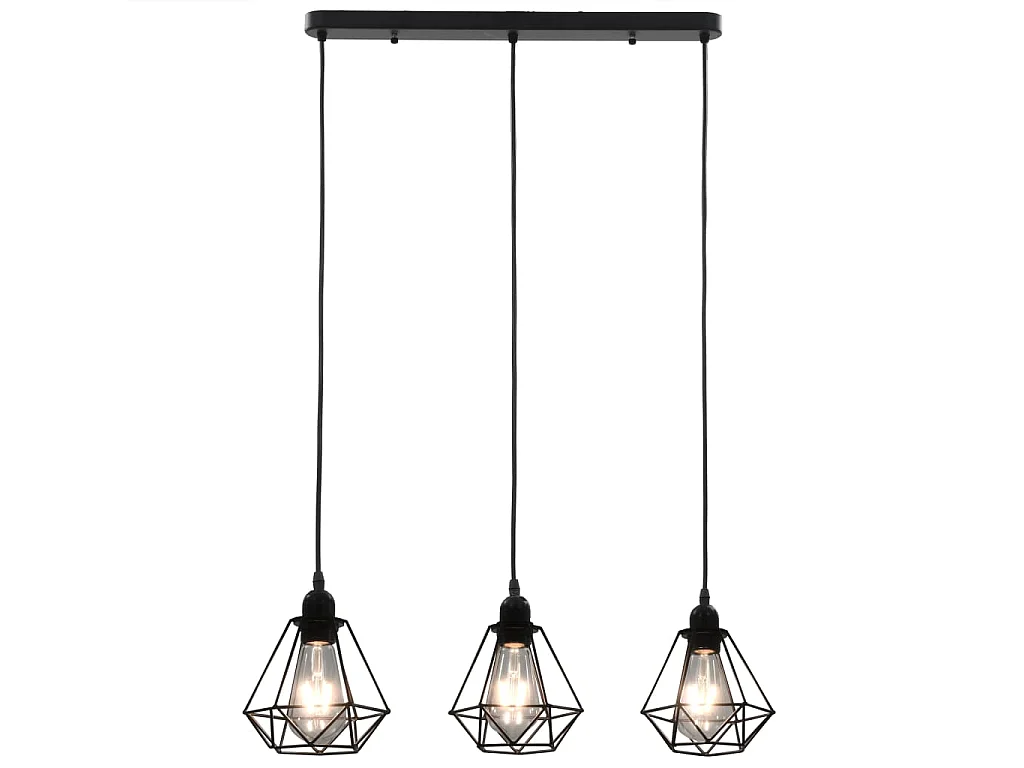 Lámpara de techo con diseño de rombos negra 3 bombillas E27 ES573691