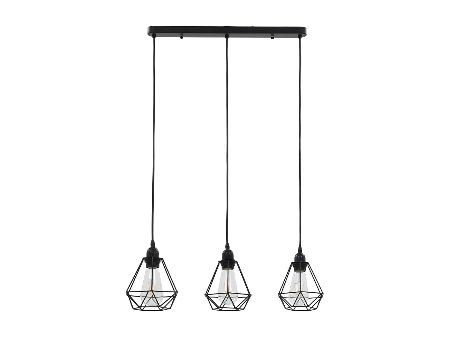 Lámpara de techo con diseño de rombos negra 3 bombillas E27 ES573691