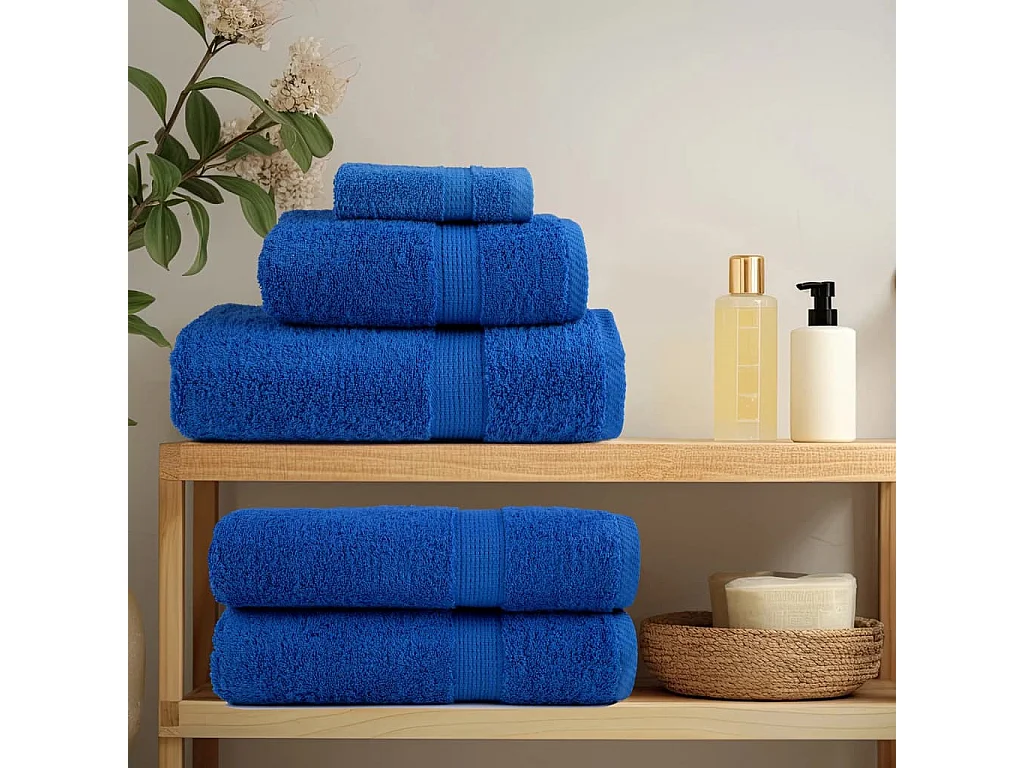 Toallas de baño 4 uds 100% algodón azul 100x150 cm 600 gsm ES201073