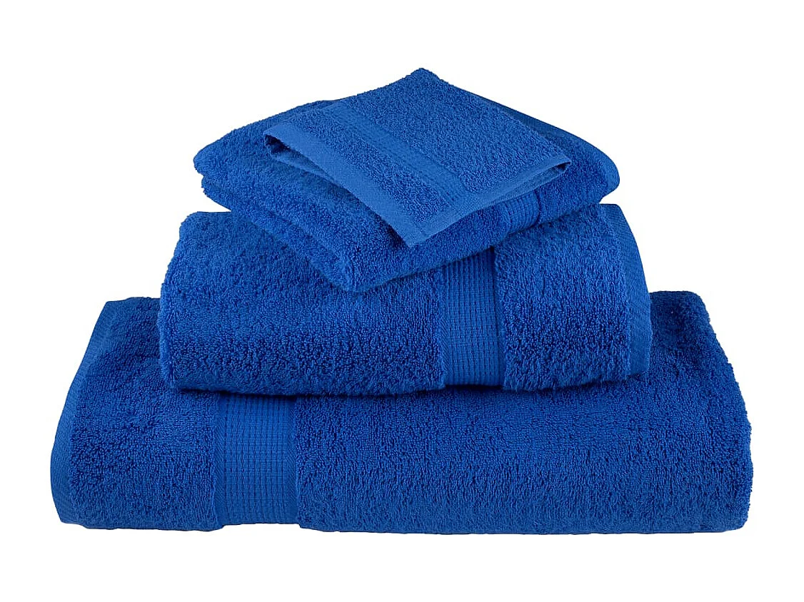 Toallas de baño 4 uds 100% algodón azul 100x150 cm 600 gsm ES201073