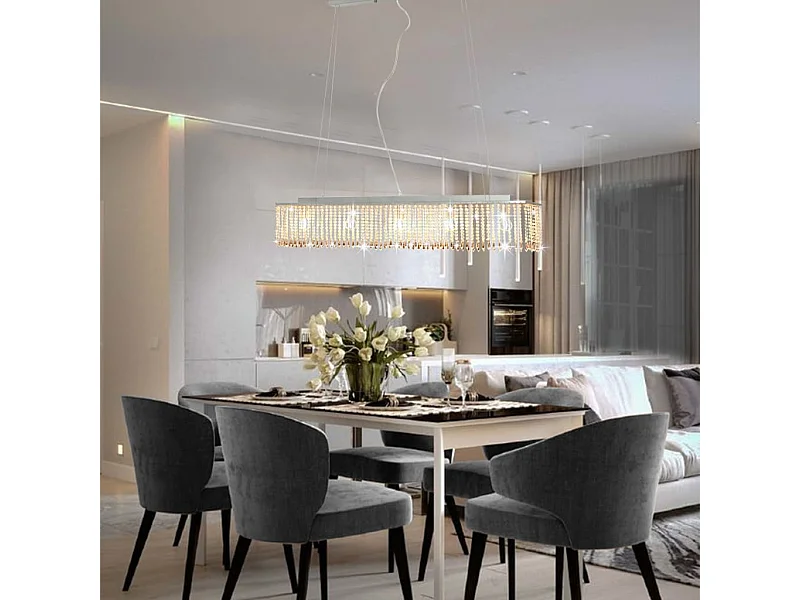 Lámpara de techo con cuentas de cristal plateado 104 cm E14 ES202776