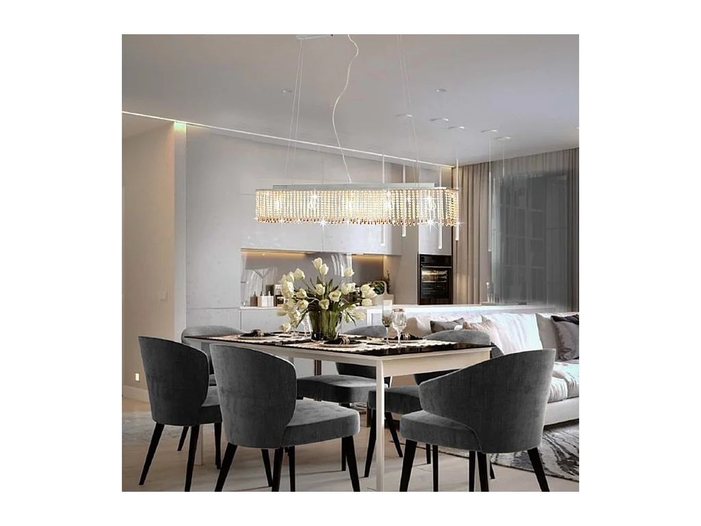 Plafonnier avec perles de cristal Argenté 104 cm E14 FR750286