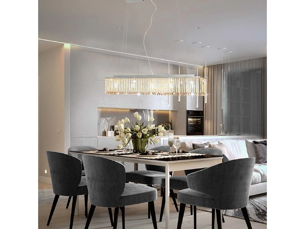 Plafonnier avec perles de cristal Argenté 104 cm E14 FR750286