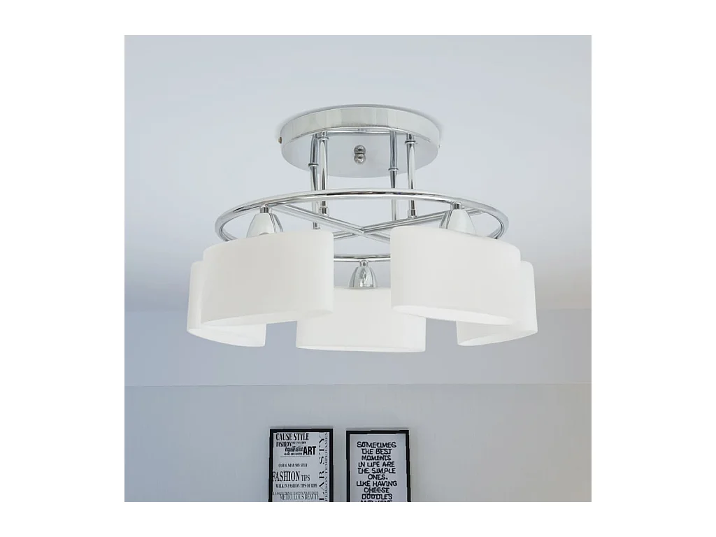 Plafonnier avec 5 globes ellipsoïdes pour ampoules E14 200 W FR114660