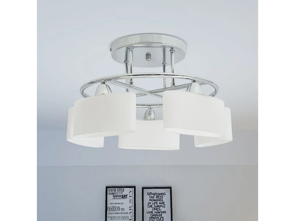 Plafonnier avec 5 globes ellipsoïdes pour ampoules E14 200 W FR114660