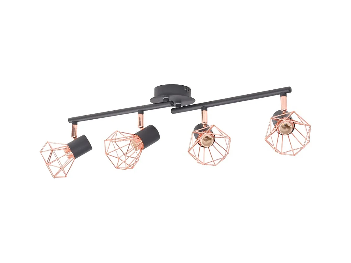 Plafonnier avec 4 projecteurs E14 Noir et cuivre FR551440