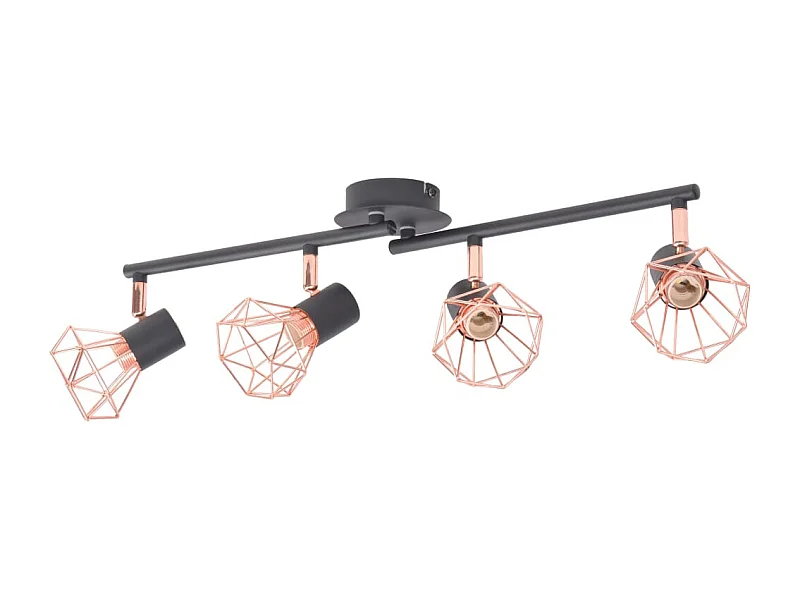 Plafonnier avec 4 projecteurs E14 Noir et cuivre FR551440