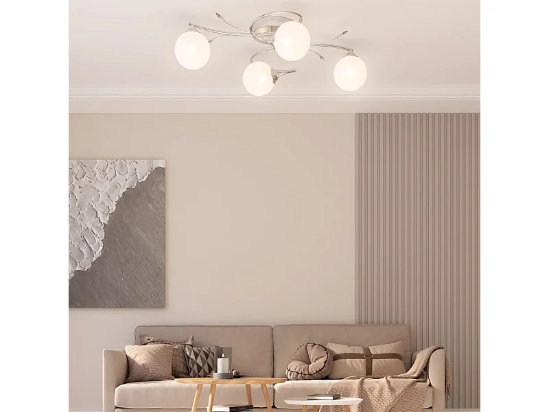 Plafonnier avec abat-jour ronds en verre pour 4 LED G9 FR945295