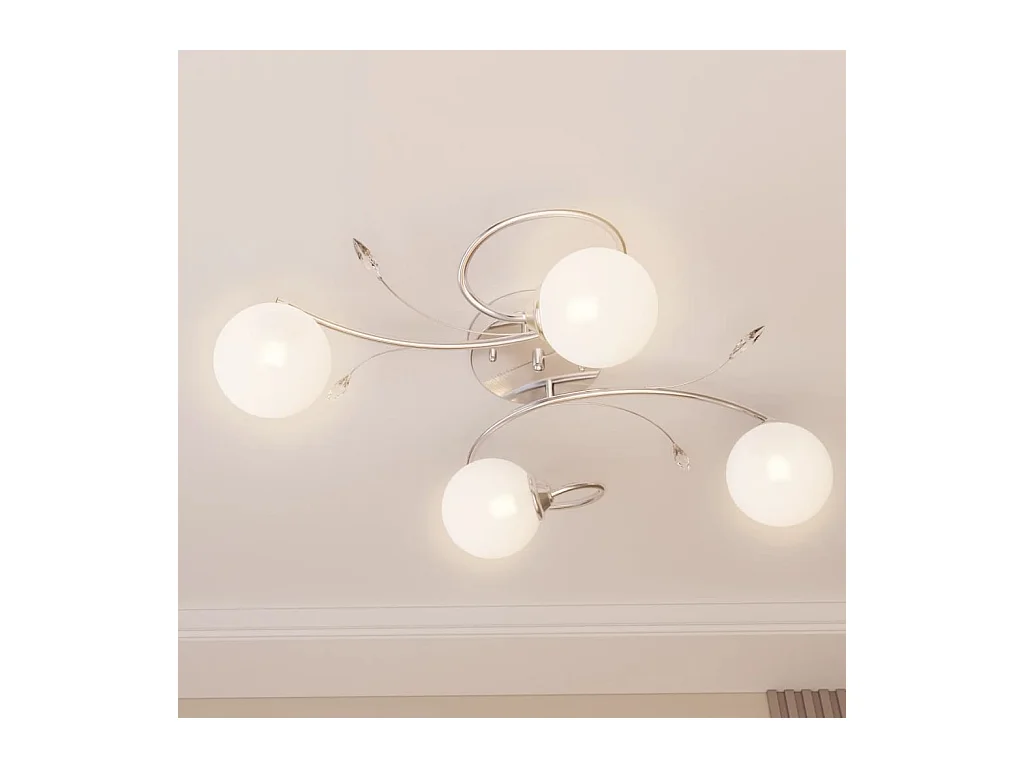 Plafonnier avec abat-jour ronds en verre pour 4 LED G9 FR945295