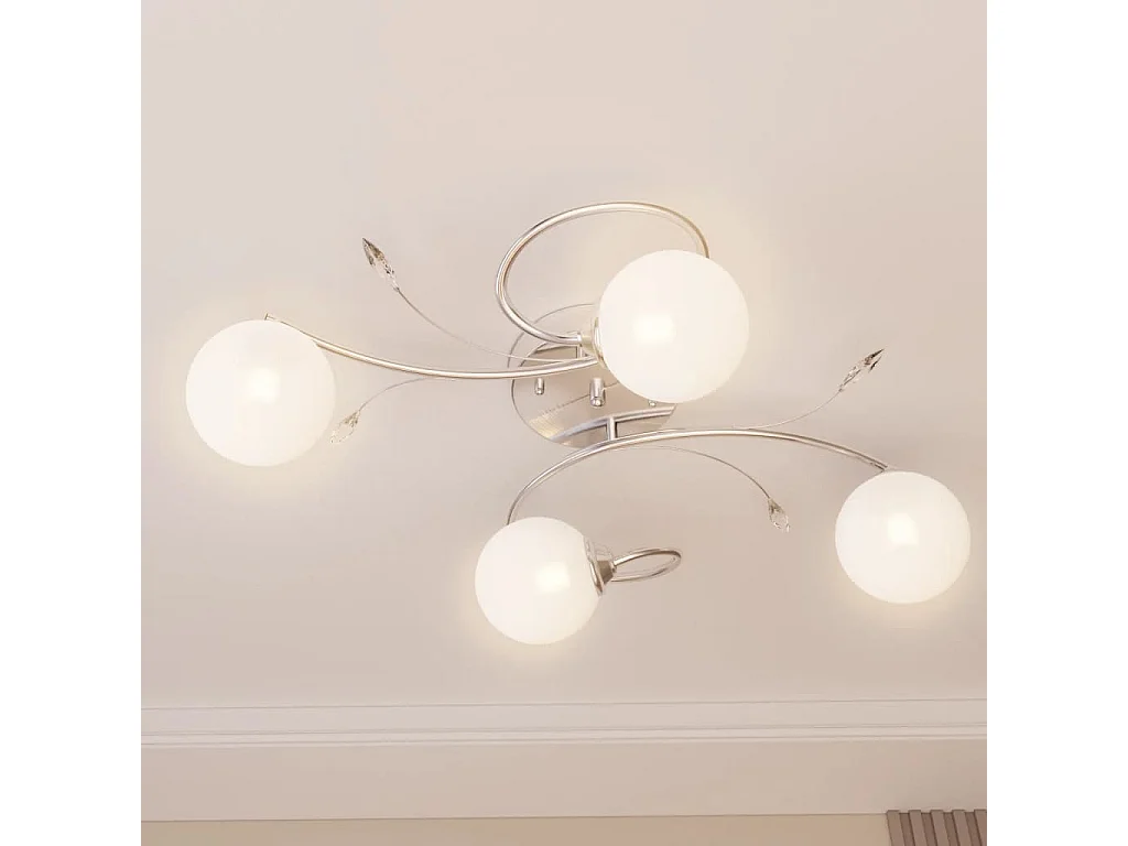 Plafonnier avec abat-jour ronds en verre pour 4 LED G9 FR945295