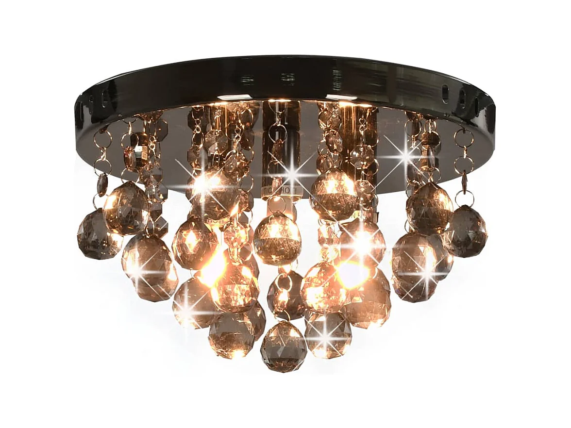 Plafonnier avec perles fumées Noir Rond G9 FR648369