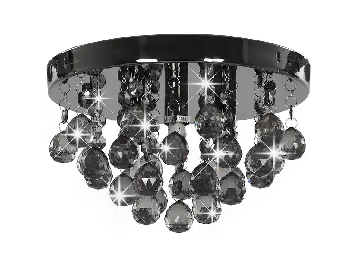 Plafonnier avec perles fumées Noir Rond G9 FR648369