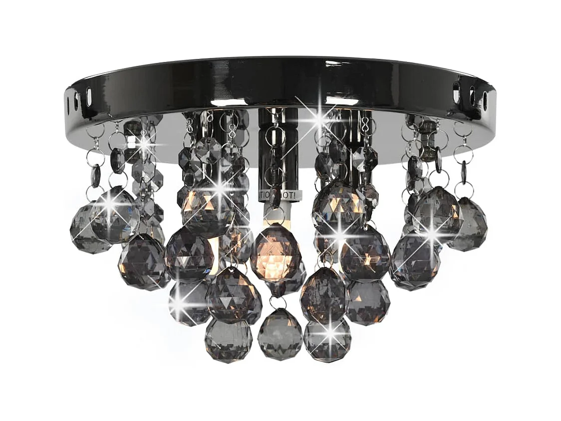 Plafonnier avec perles fumées Noir Rond G9 FR648369