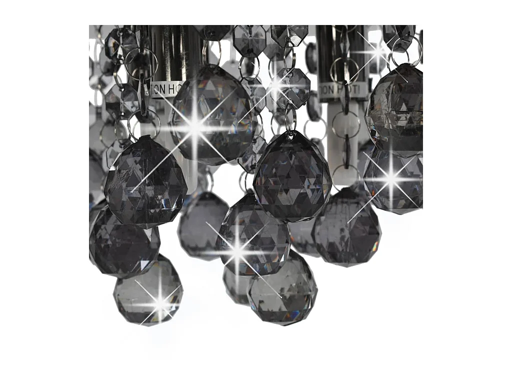 Plafonnier avec perles fumées Noir Rond G9 FR648369