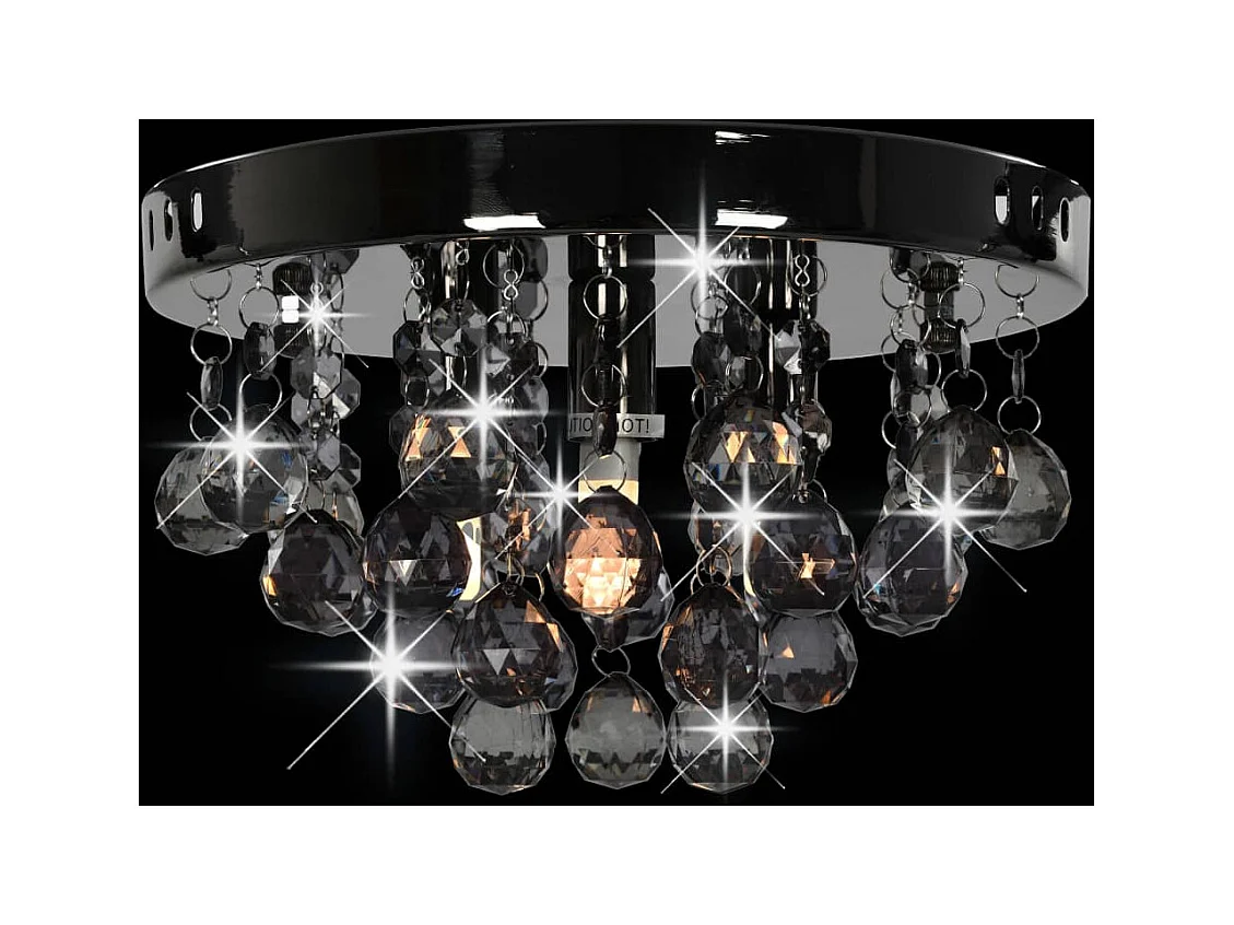 Plafonnier avec perles fumées Noir Rond G9 FR648369