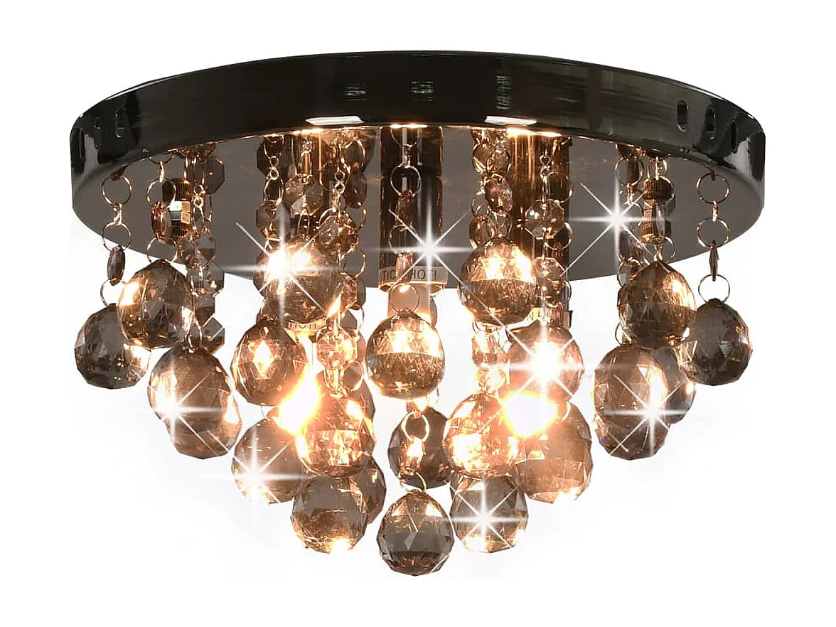 Candeeiro de teto redondo com contas esfumaçadas preto G9 PT707083