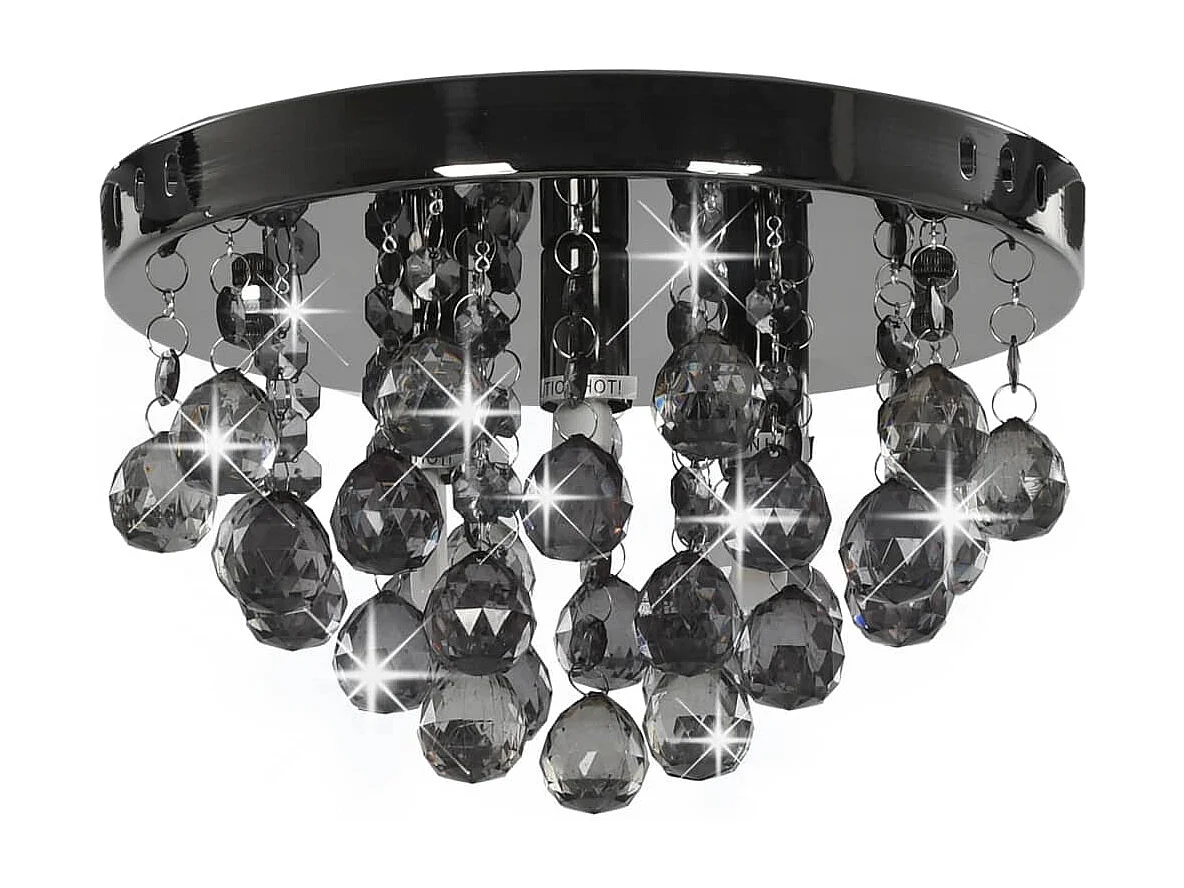Candeeiro de teto redondo com contas esfumaçadas preto G9 PT707083