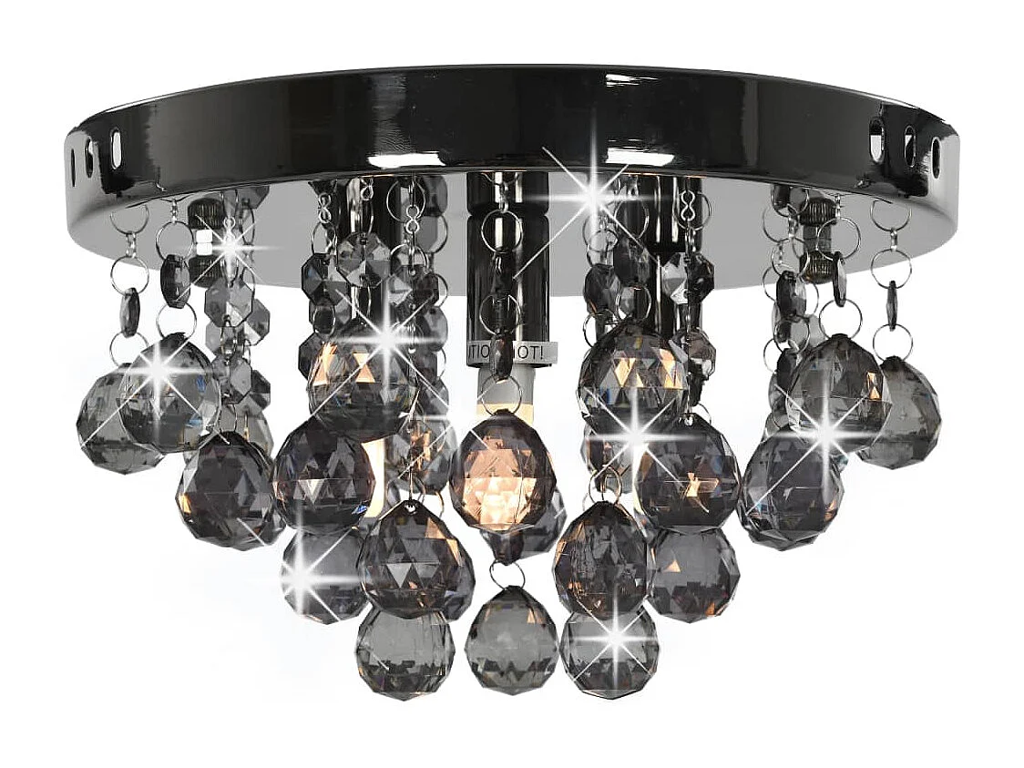 Candeeiro de teto redondo com contas esfumaçadas preto G9 PT707083
