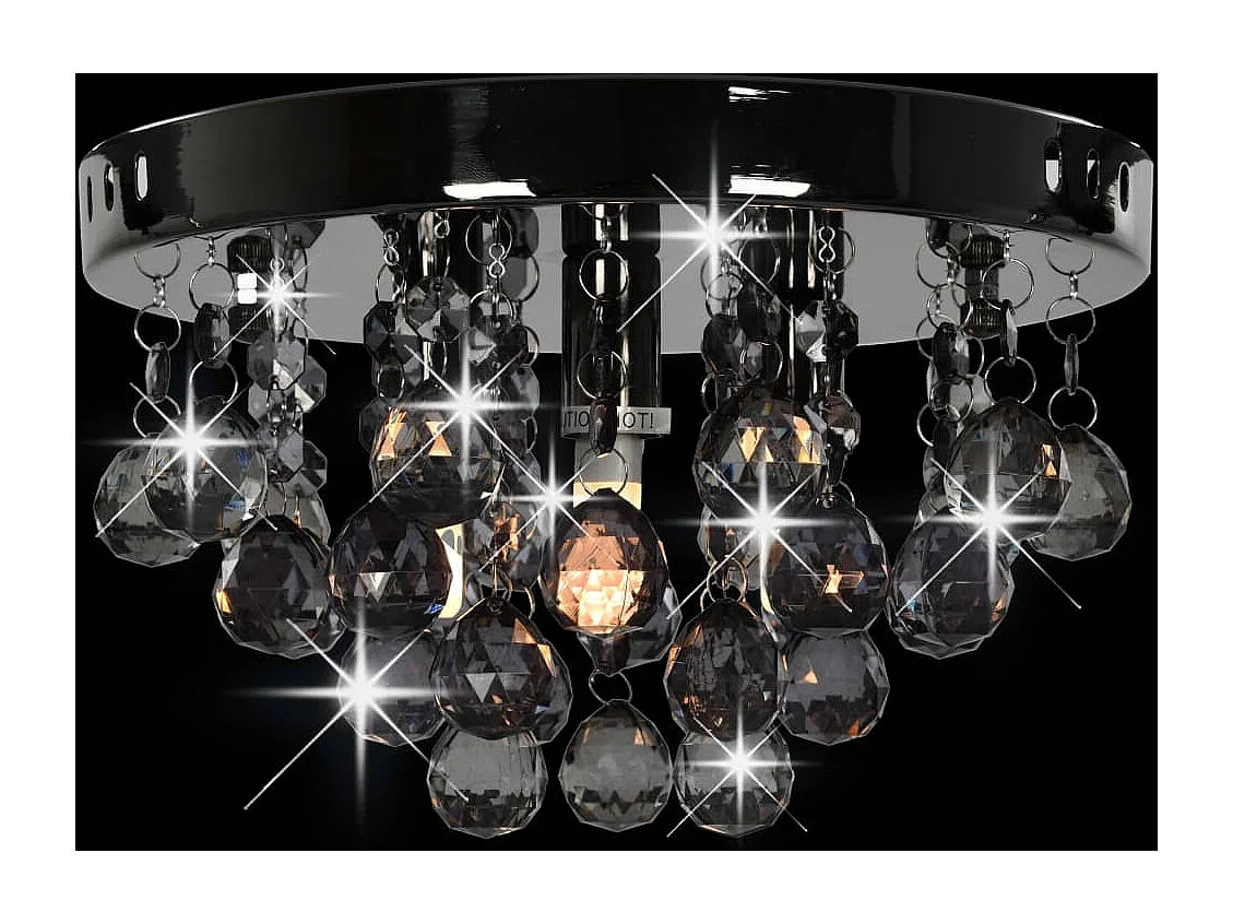 Candeeiro de teto redondo com contas esfumaçadas preto G9 PT707083