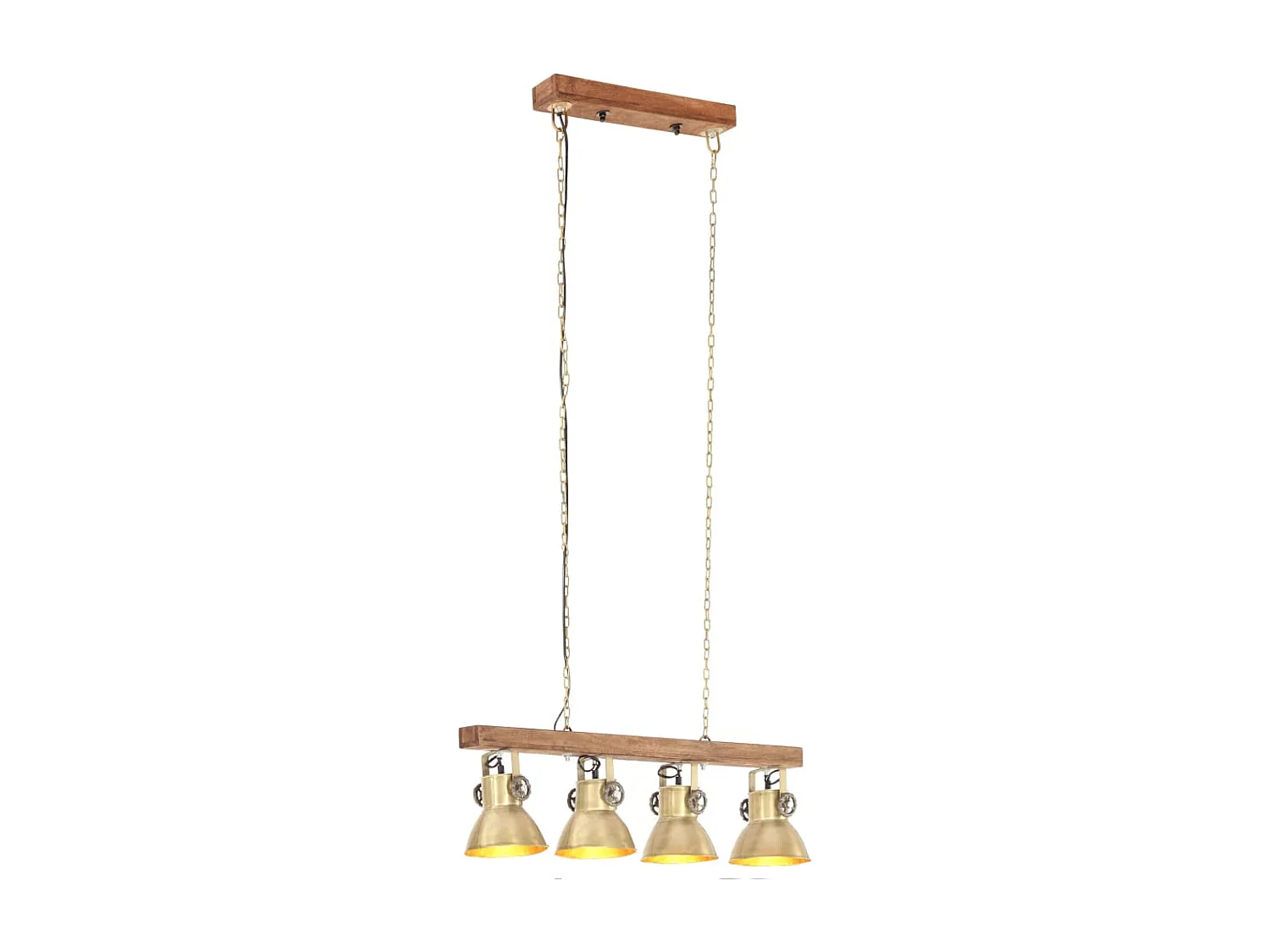 Lámpara de techo industrial madera de mango latón E27 ES222470